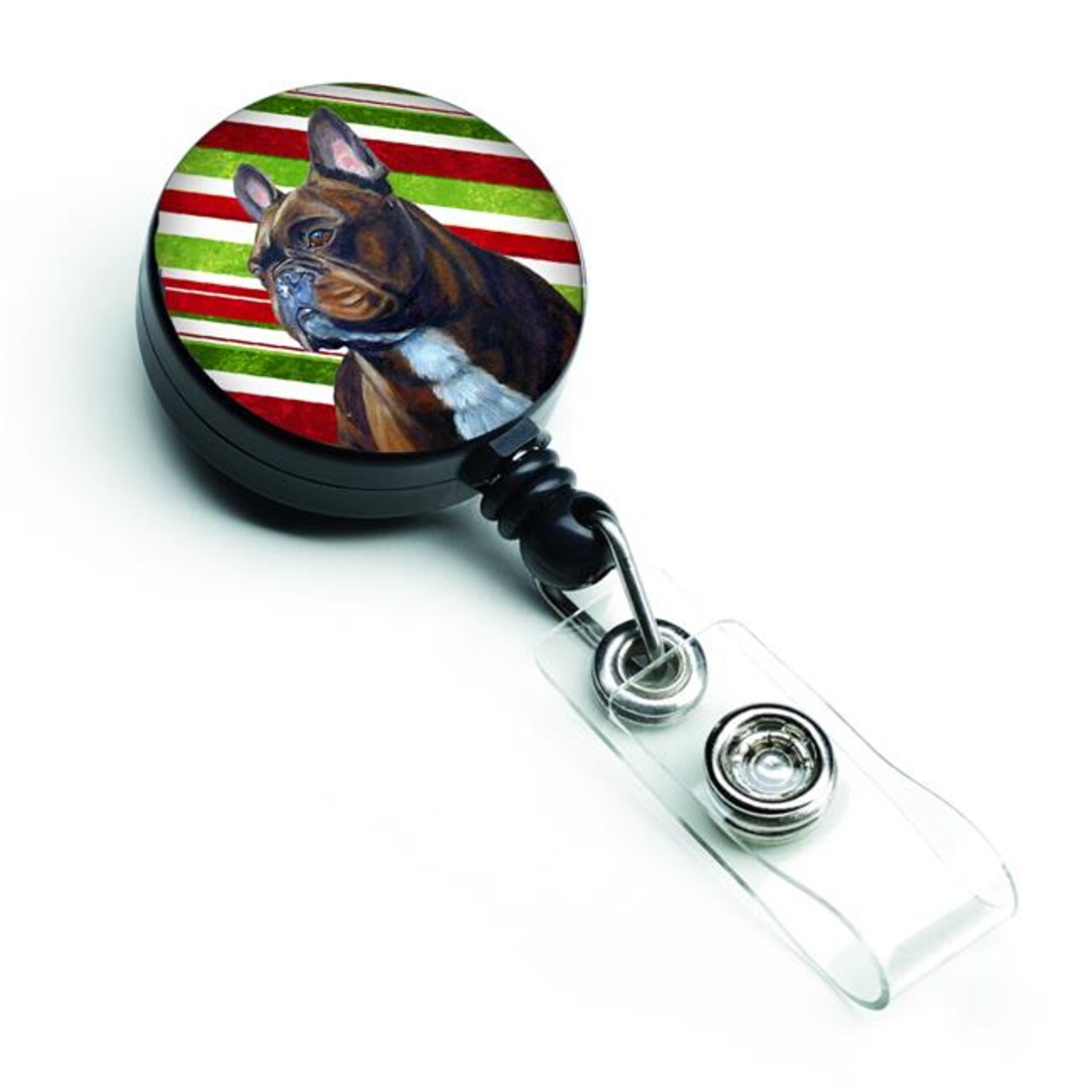 Carolines Treasures LH9250BR French Bulldog Candy Cane Holiday Christmas Retractable Badge Reel
